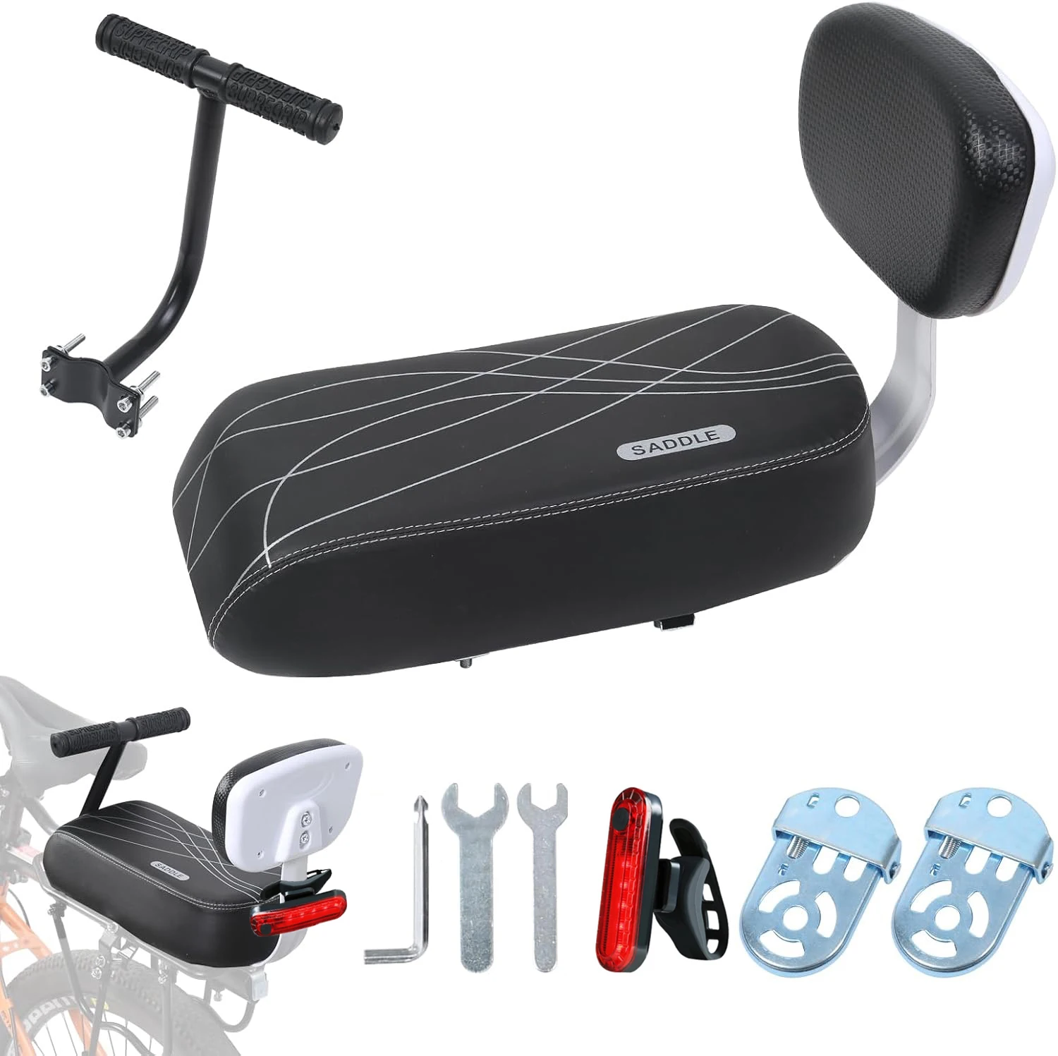 

Седло для велосипеда, детское сиденье со спинкой, заднее сиденье для велосипеда, задняя стойка для горного велосипеда, седло из искусственной кожи, подушка для велосипедных деталей