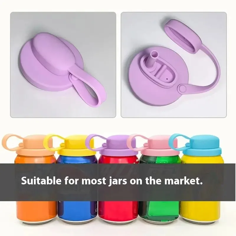 Dishwasher Safe Silicone Can Lid Spill Resistant Secures Closures Reusable Cover With Straw For Beer Beverage Container Lid
