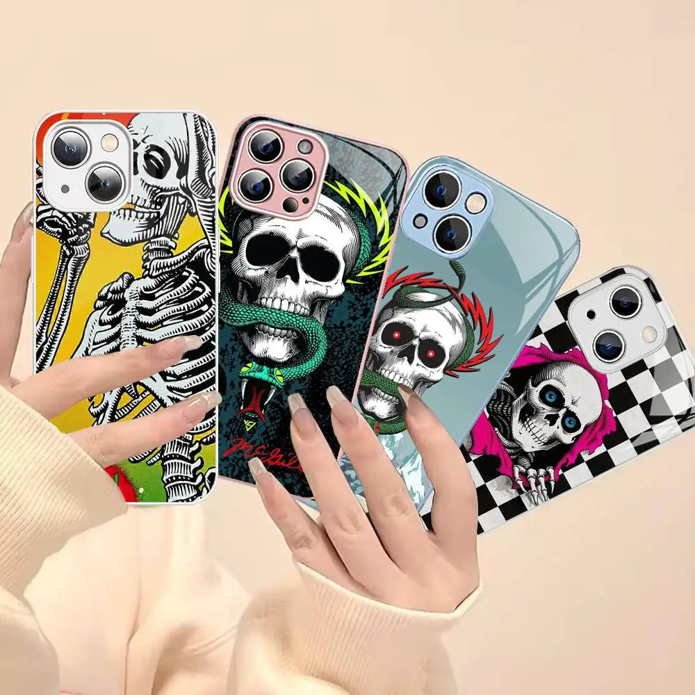 Skateboard Brand P-Powell P-Peralta Tempered Glass For Iphone 14 13 12 11 Pro Mini XS MAX 14Plus X XS XR Cover