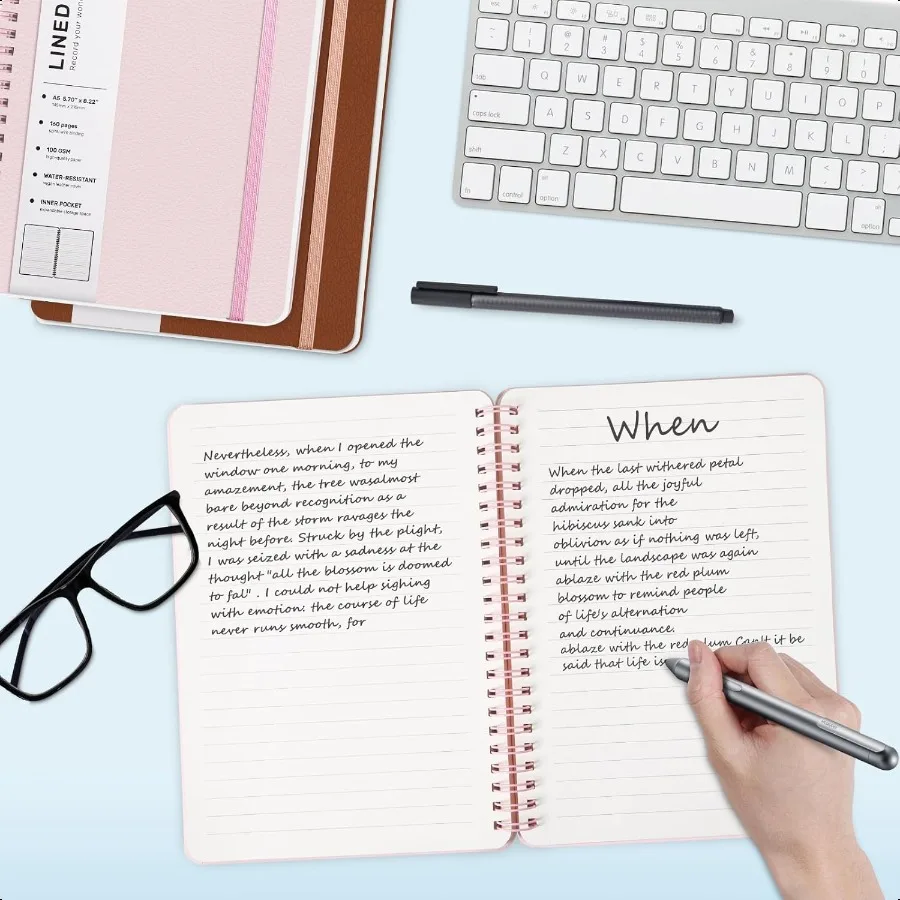 دفتر ملاحظات مُجلّد حلزوني مبطن مقاس A5 دفتر ملاحظات جلدي بغلاف مقوى للعمل مقاس 5.7 بوصة × 8.2 بوصة 100 جرامًا ورق سميك حلزونيًا غير يوميًا