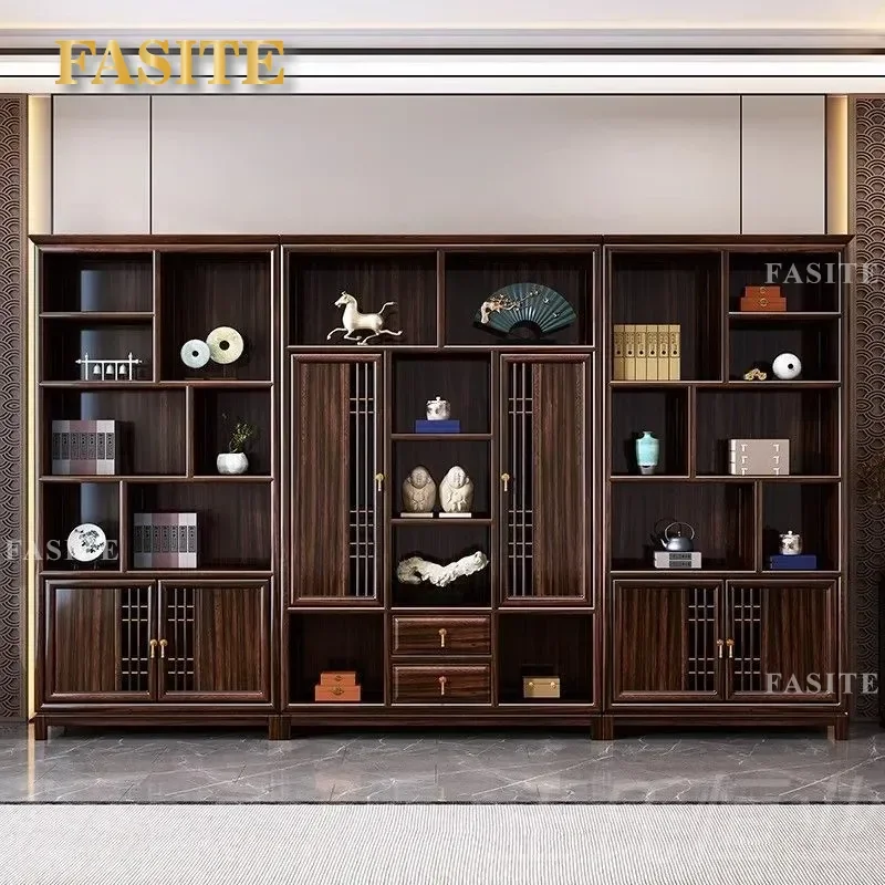 For New Chinese Style All Solid Wood Bogu Shelf Ebony Duobao Pavilion Display Cabinet Study Office Storage Furniture