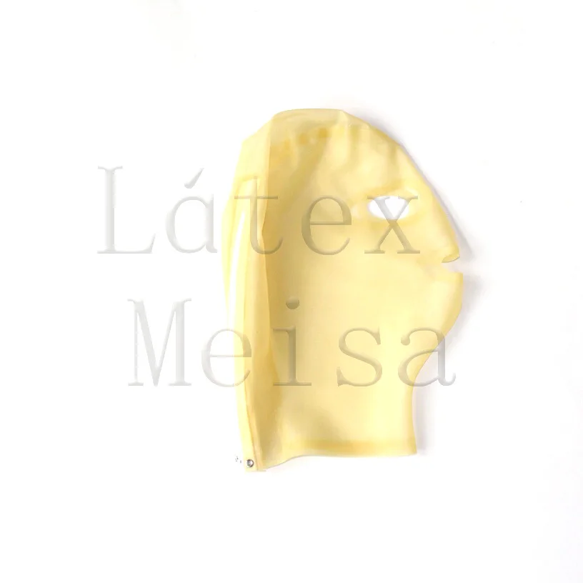 Masques zentai à capuche en Latex pour femmes, yeux ouverts, bouche nostalgique de couleur transparente avec fermeture éclair au dos