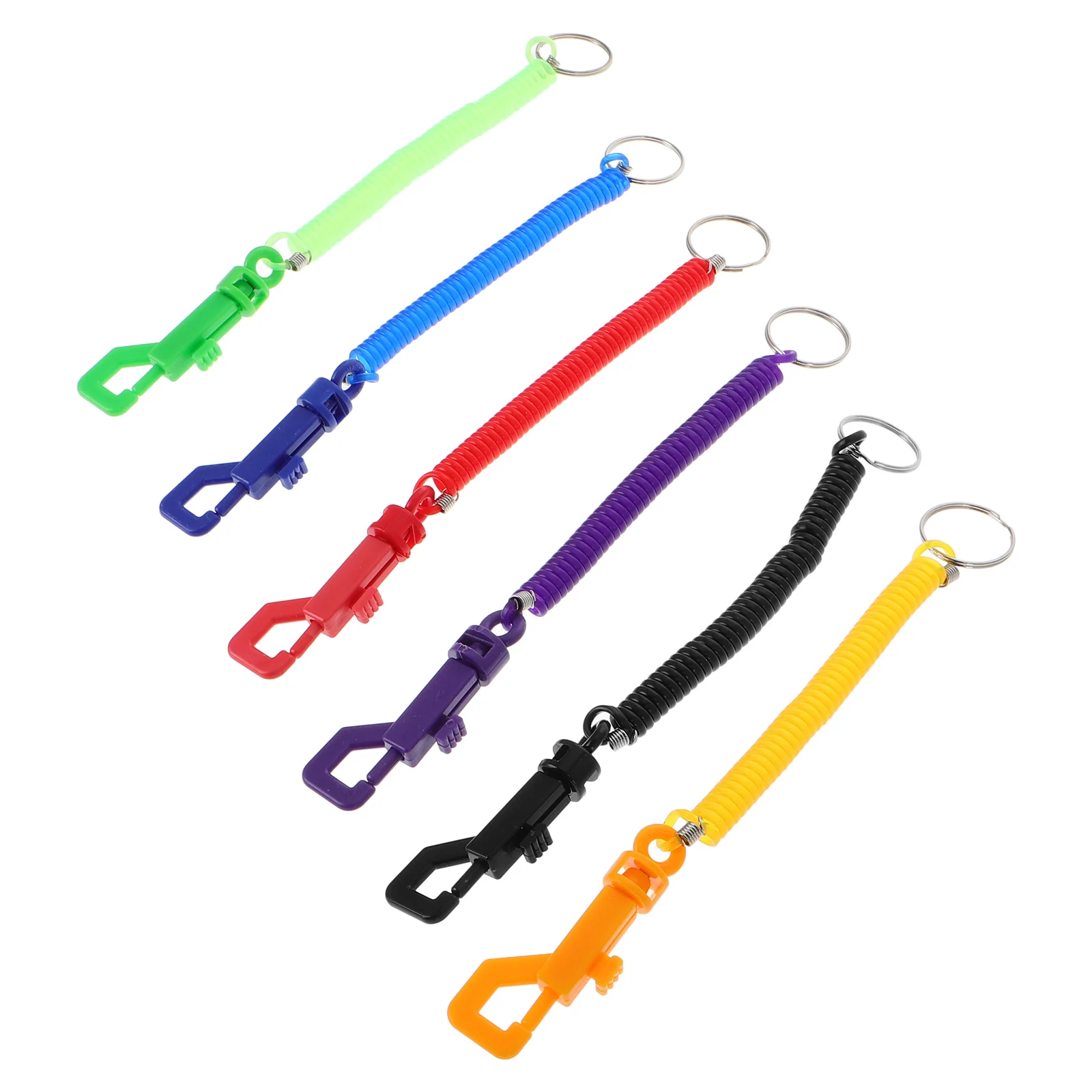 

6 Pcs Spring Key Chain Coil Keychain with Hook Coiled Lanyard Clip Lobster Clasp Bungee to Stretch Carabiner