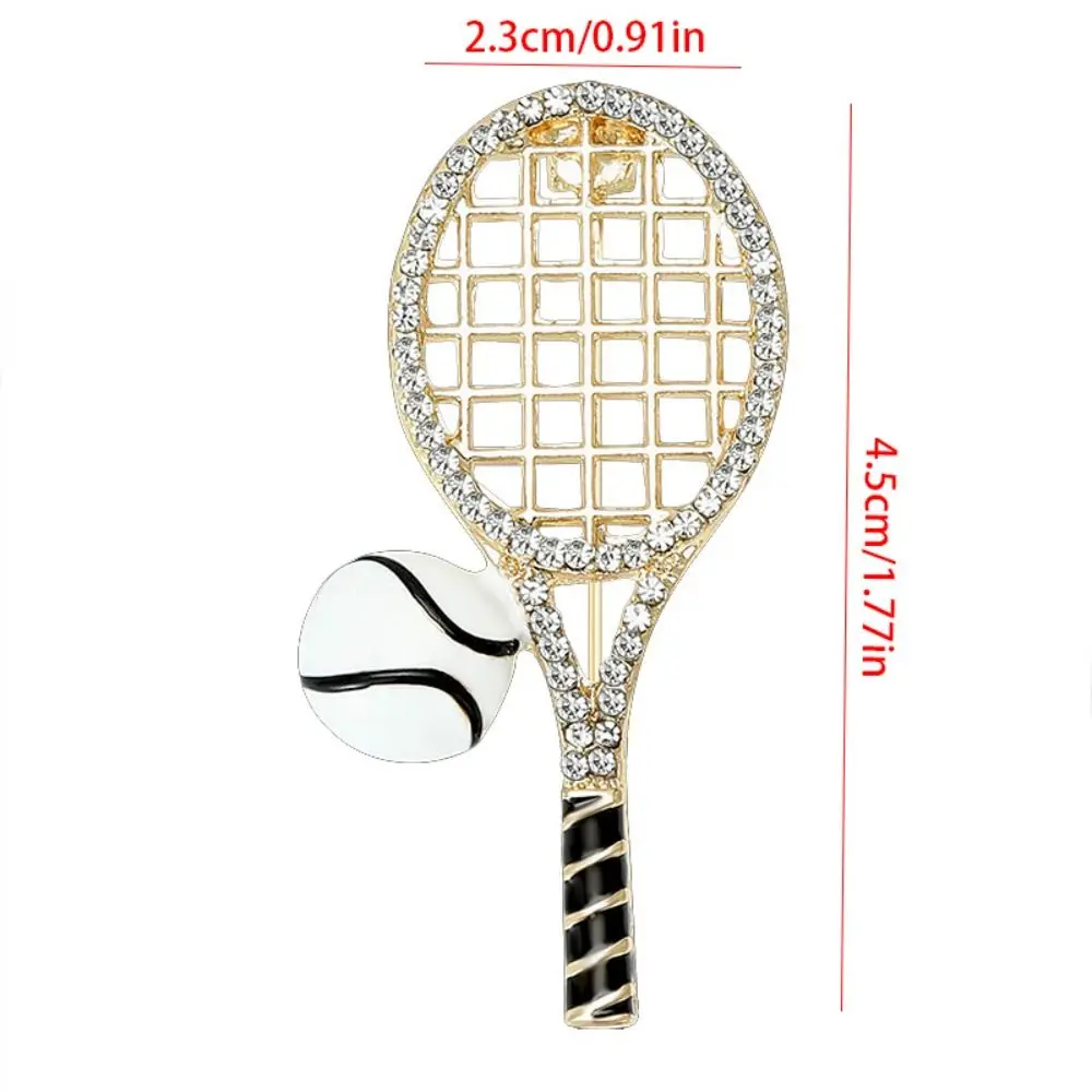 Temperamento Lega Spilla per racchetta da tennis Vecchio denaro Zircone Smalto Metallo Spilla per vestiti Distintivo Accessori per gioielli Spilla in oro da donna