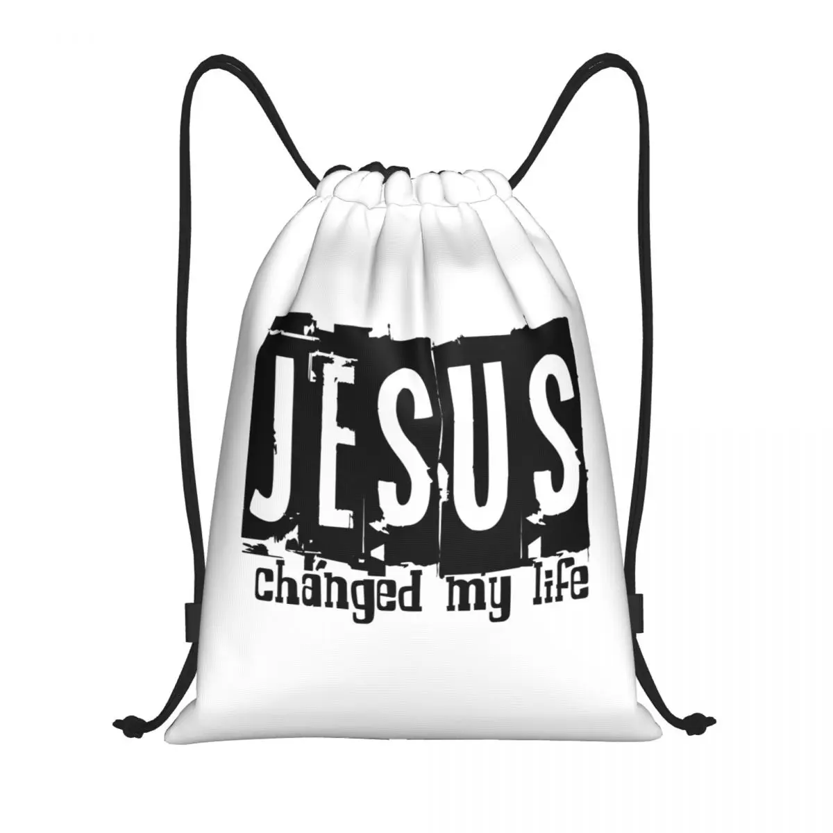 Custom Jesus Changed My Life Drawstring Bags Women Men Lightweight Sports Gym Storage Backpack