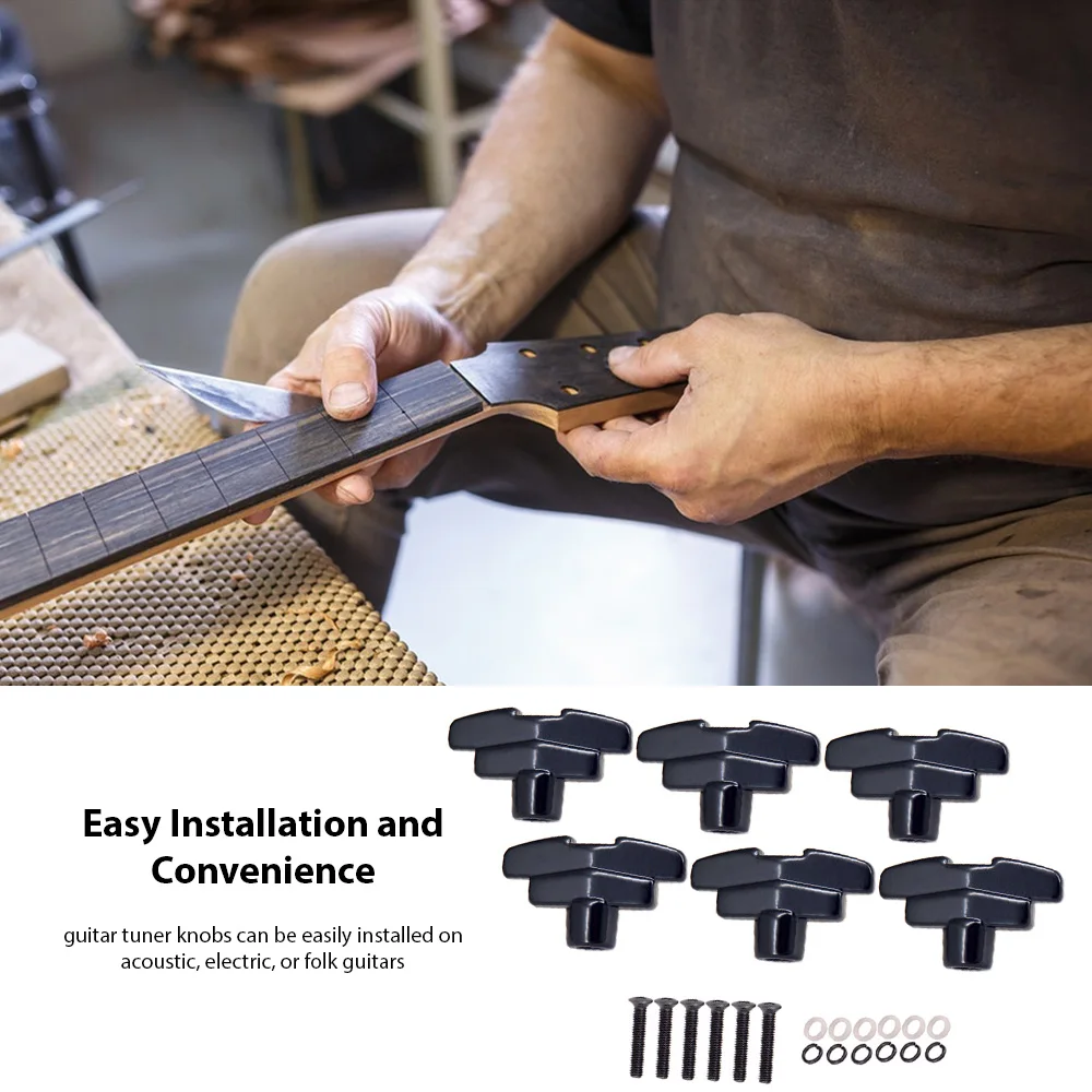 

6PCS Guitar Tuning Pegs Zinc Alloy T Shape Knobs Keys Tuners Machine Heads Knobs with Screw Kit Easy Installation for Guitars