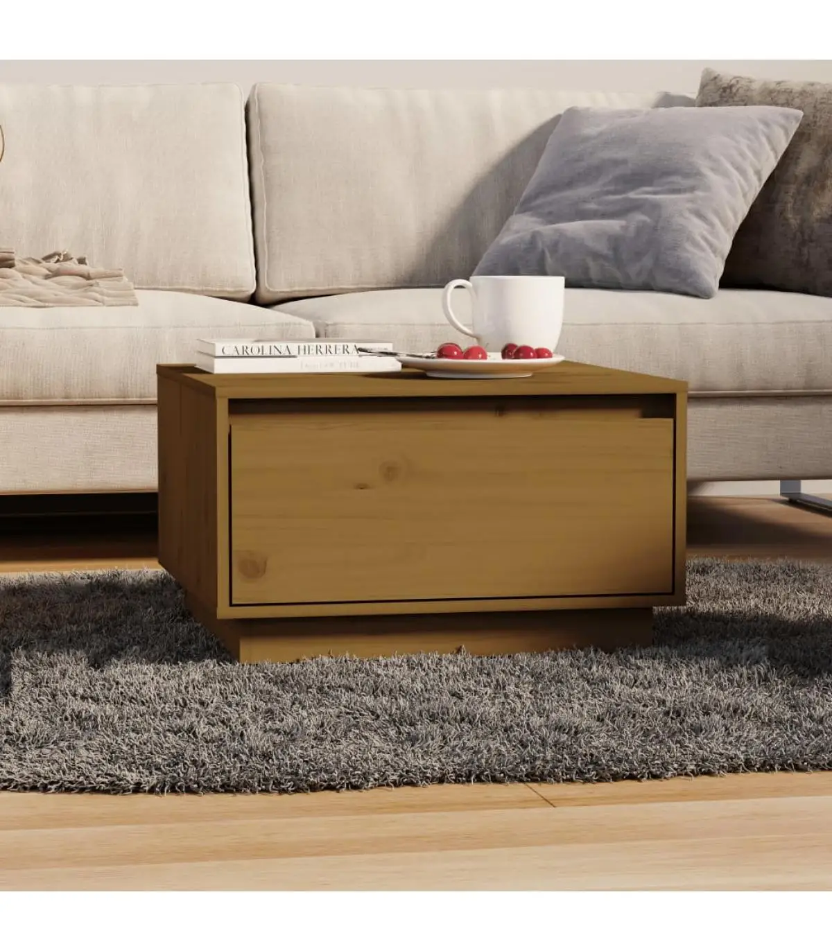 Coffee table coffee table solid wood pine brown honey 55x56x32 cm