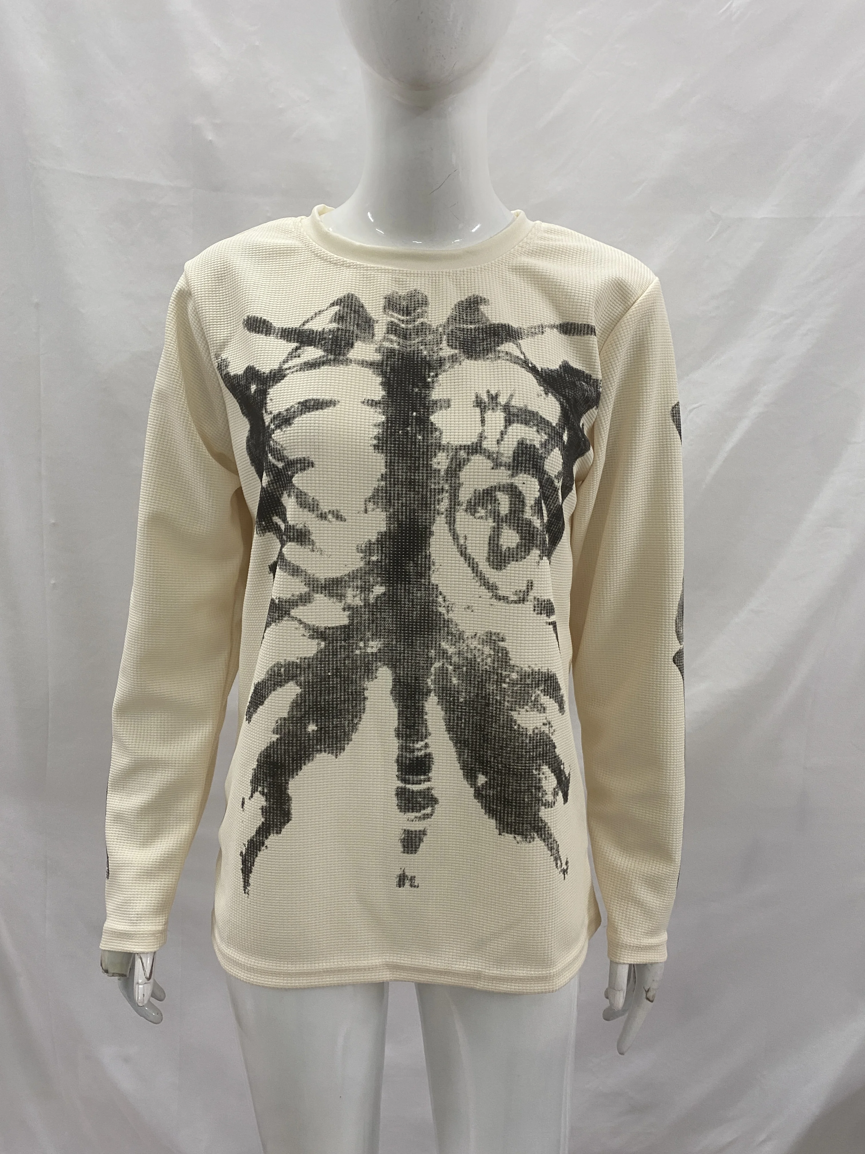 Unisex Y2K American Retro Hoodie Herbst Harajuku Street Ins Style Totenkopf-Print Rundhals Langarm-Pullover – Detail 2