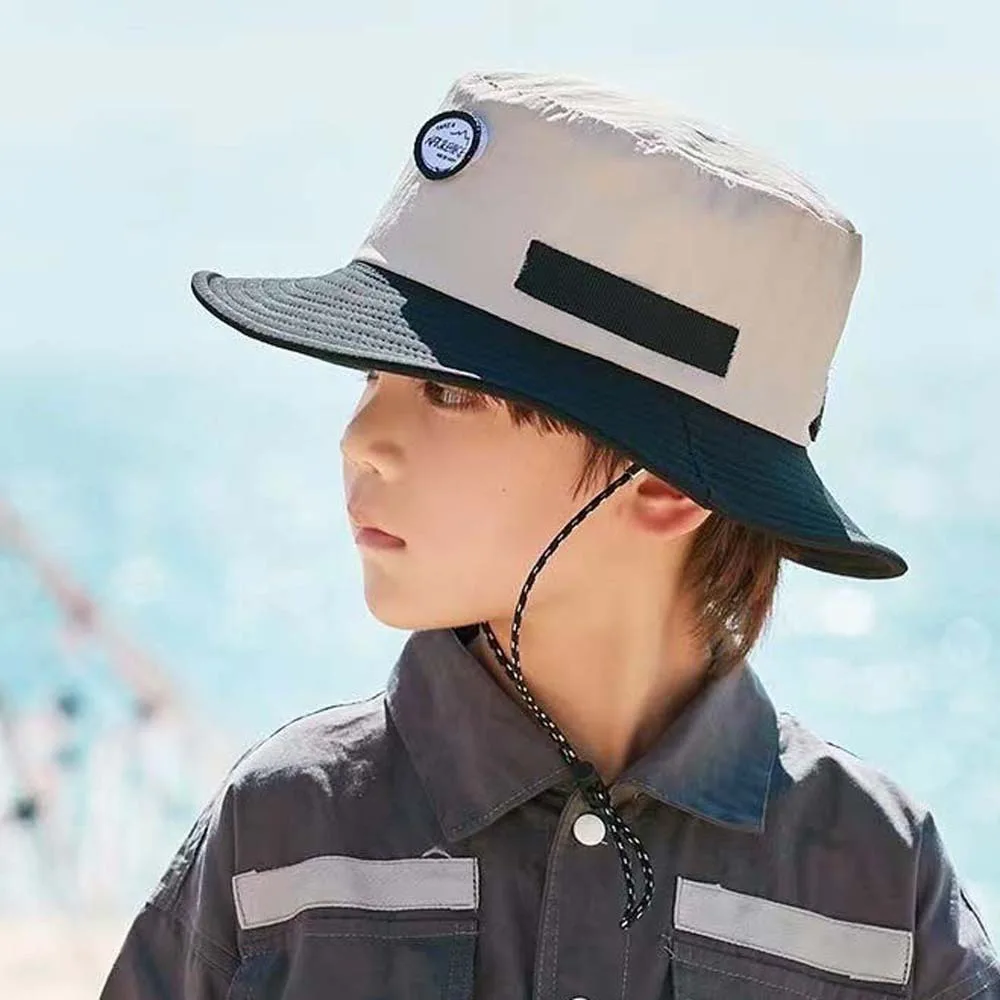 

Breathable Children Fisherman Hat Contrast Color Korean Style Kids Bucket Cap Comfortable Letter Embroidery Quick-dry Sun Hat