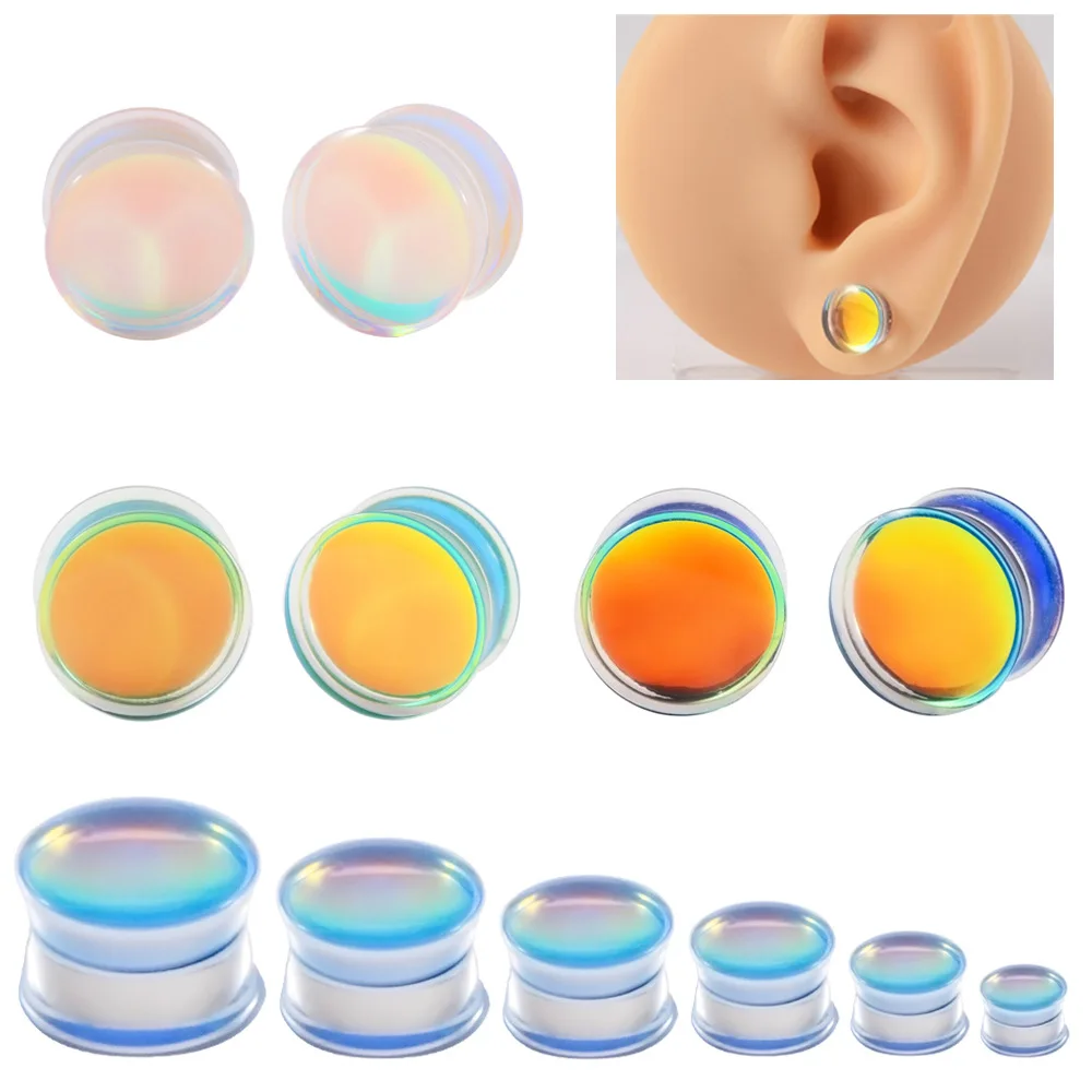 

Leosoxs 1 Pair Acrylic Waist Flesh Ear Plugs Tunnels Ear Piercings Earring Flash Ear Expander Gauges Body Jewelry Piercing