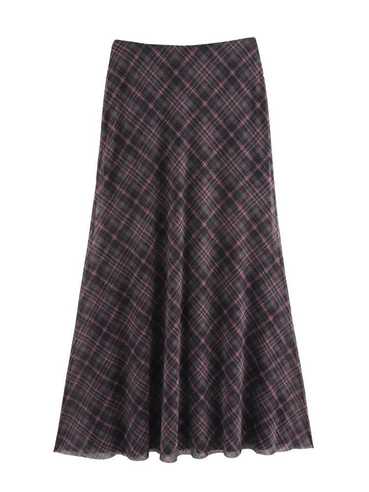 

OUROPEAN ZTATION 2025 Spring New Female Trendy Maxi Skirt High Waist Casual Autumn Wear Lady A-lineskirt Ruffles Bottoms Print