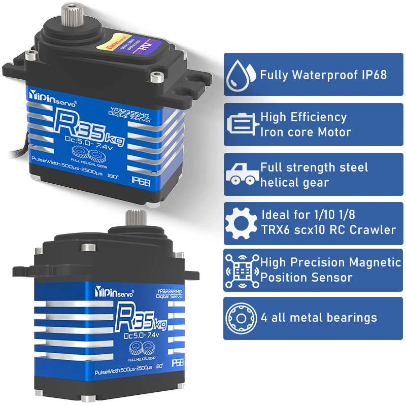 35kg Impermeabile IP68 Servo Tutto In Acciaio Ingranaggio Elicoidale Servos Digitali Per Accessori Rc 1/8 1/10 Rc giocattolo auto robot cingolato