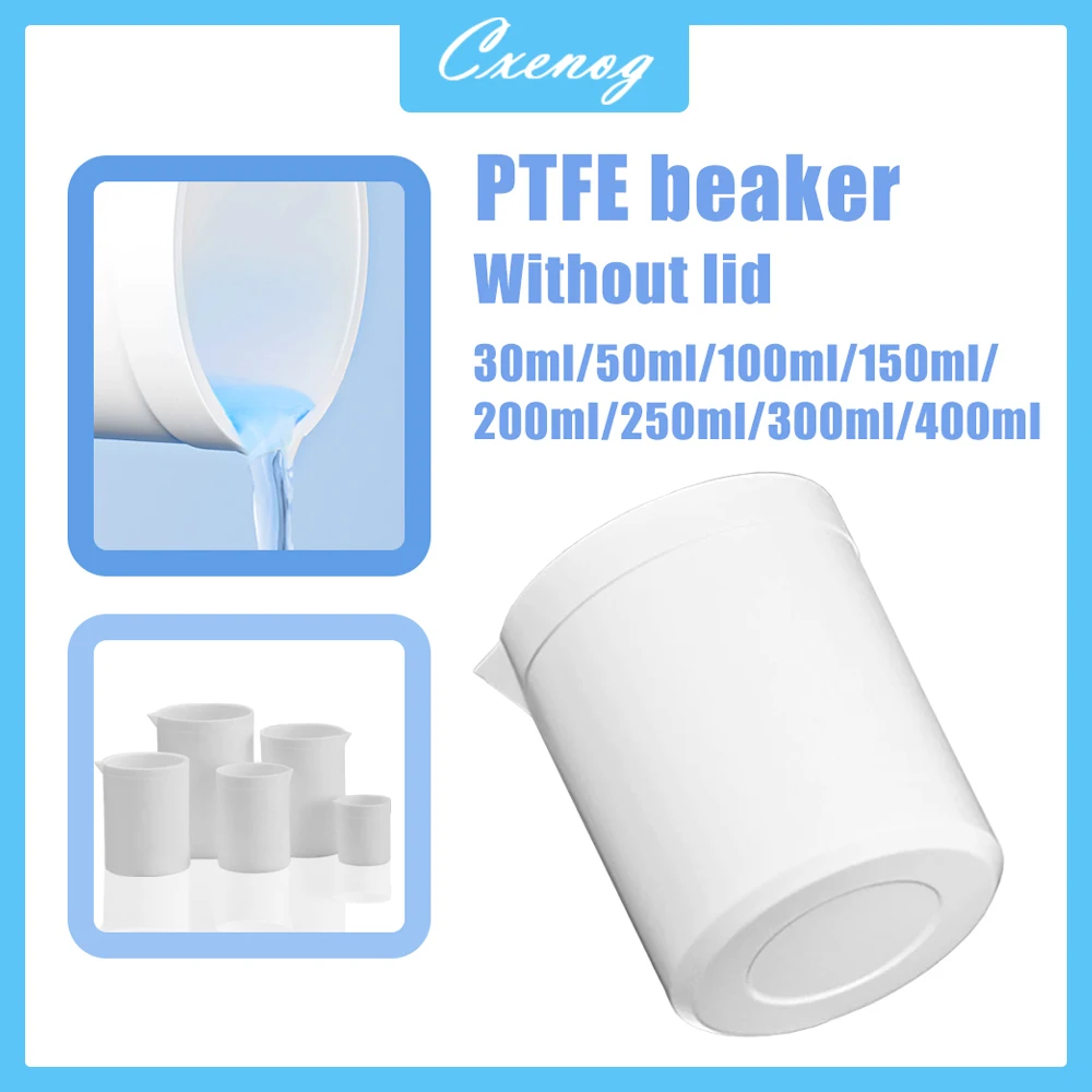 30-400ML PTFE Beaker High Temperature Corrosion Resistant For Chemical Laboratory Analysis