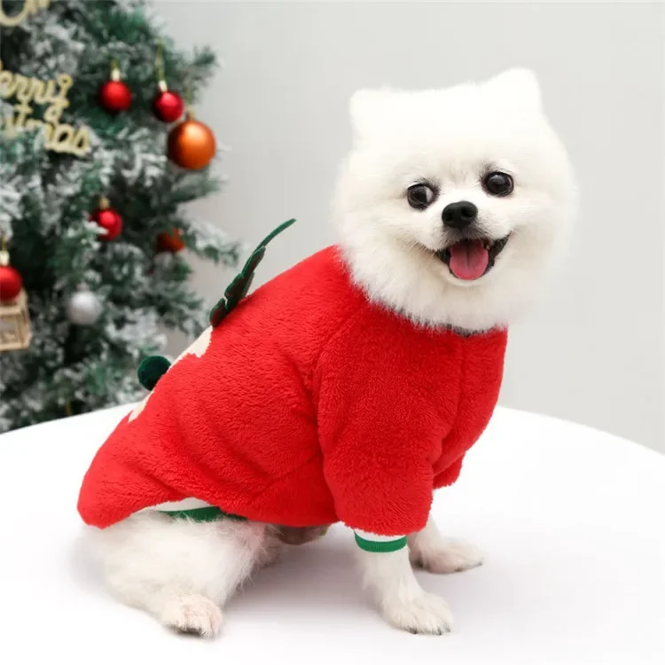 Dog Cat Christmas Coat Sweater Reindeer Costume Soft Warm Coral Fleece Pet Hoodie Winter Thick Velvet Party Dress Up Apparel