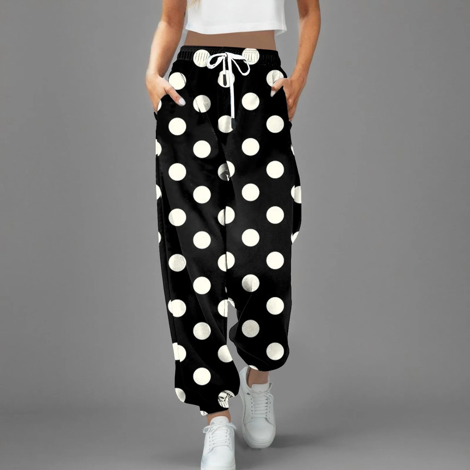 Women Trousers Polka Dot Printed Leggings Sports Sweatpants Baggy Hip Hop Loose Joggers Streetwear Sports Harajuku Trousers 2023