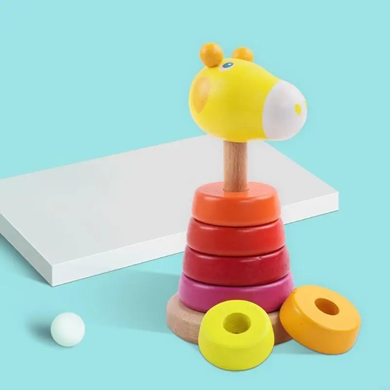 F62d 6inch كتلة التراص الخشبية لـ W/ Base Color Match Toy للأطفال التطور