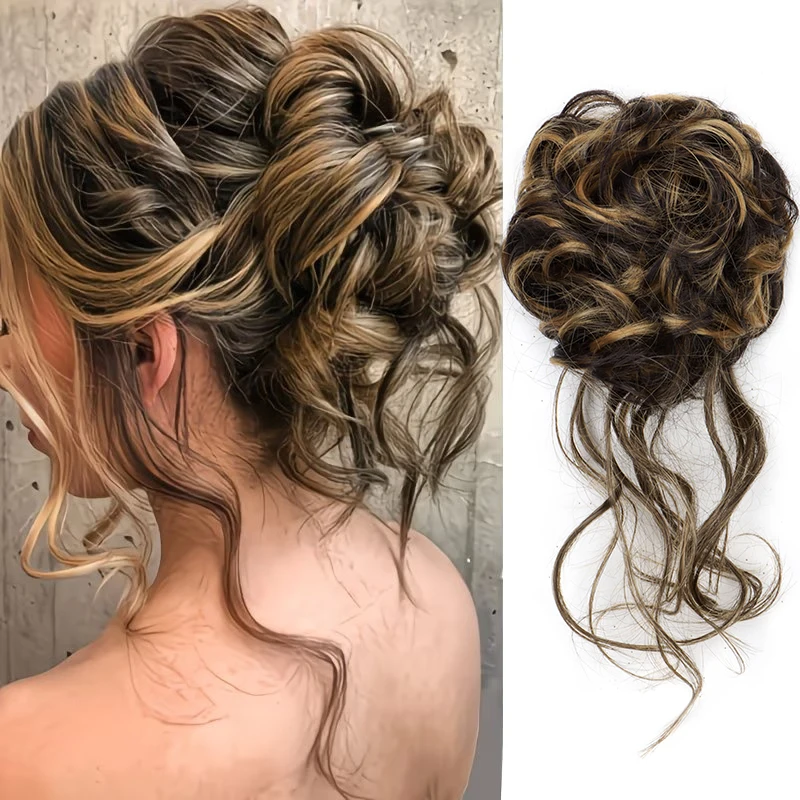 Acessório de Cabelo em Fibra Sintética, Coque Desgrenhado, Extensões de Coque Falso, Acessórios para Mulheres para Uso Diário