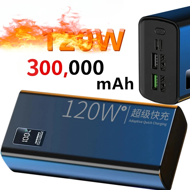 

120W Power Bank for Xiaomi Super Fast Charging 300000mAh Ultralarge Capacity for External Battery for Cell Phones Laptops