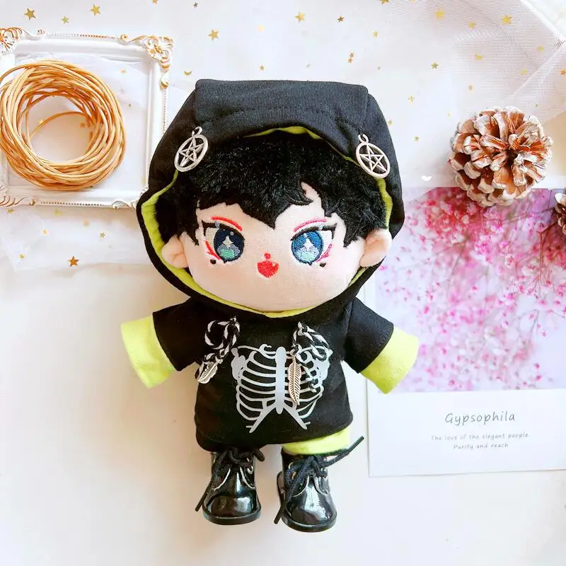 20CM Star Doll Clothes Hoodie+Shorts Skeleton Halloween Dress Up Cute Plush Dolls Accessories Kpop EXO idol Dolls Gift DIY Toys