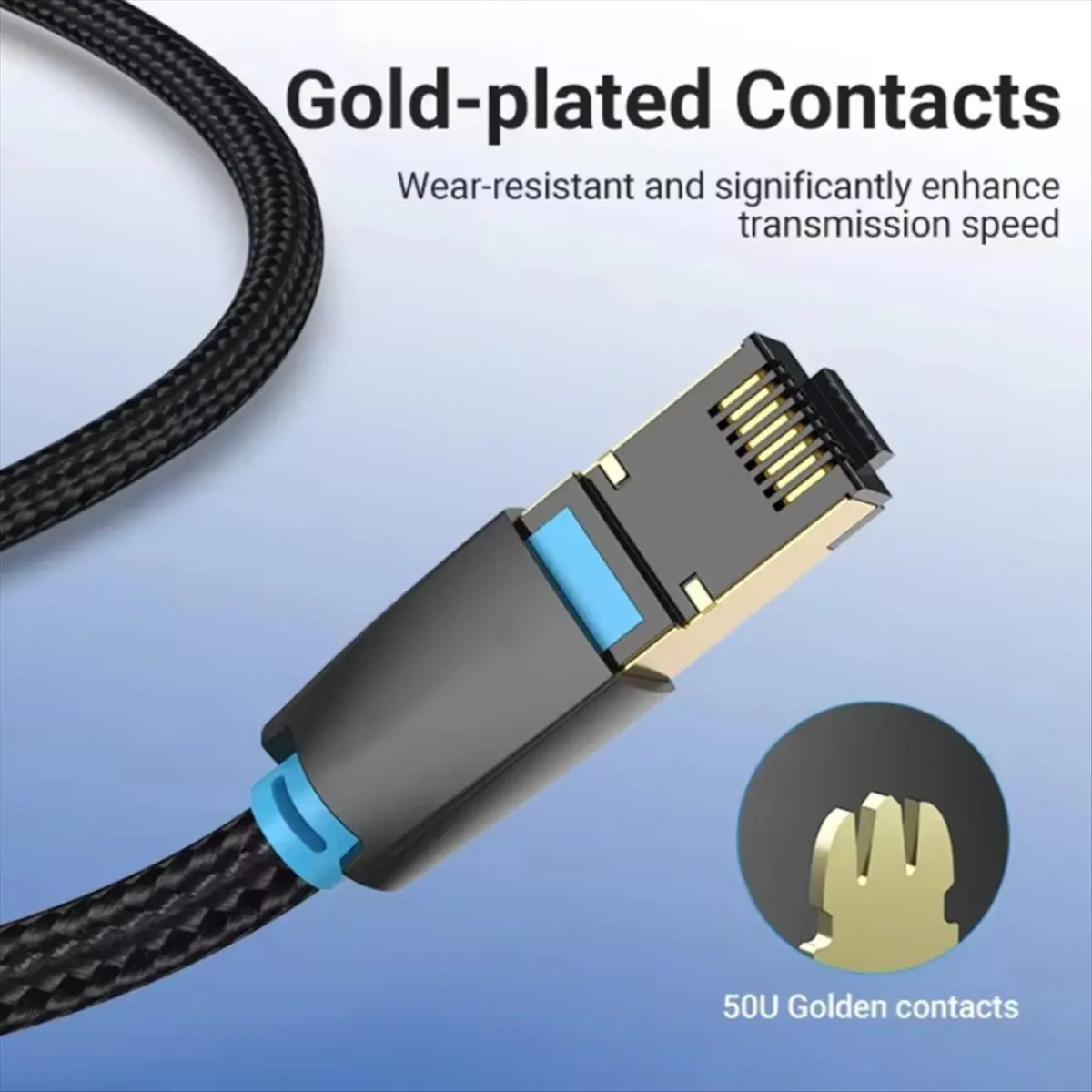 T1334C-8M Length Cat 8 Ethernet Cable RJ45 Patch Cable 40Gbps 2000MHz High-Speed Network Cord for Gaming, Laptop, Router HOT