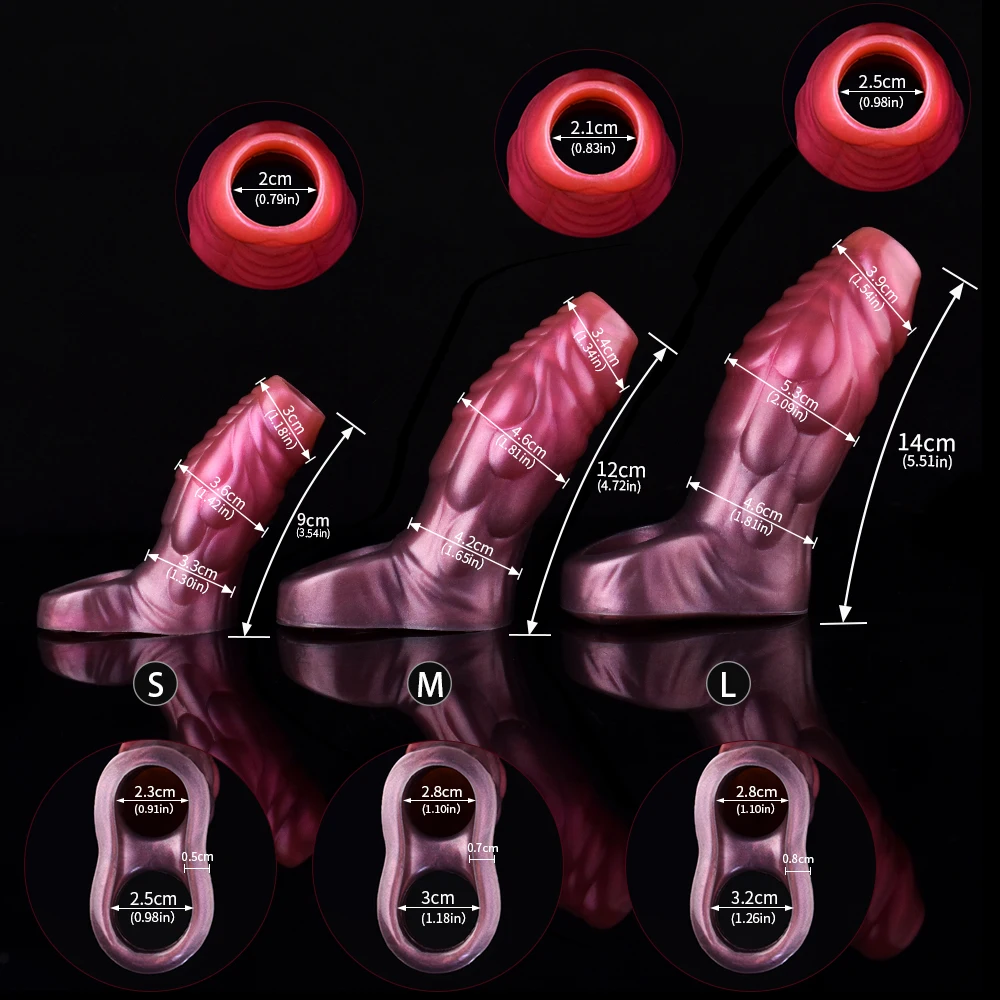 SHAZ Gradient Red Purple Texture Penis Sleeve for Men, Liquid Platinum Silicone Ultra Thin Soft Comfortable Body Safe Adult Toy - view 5