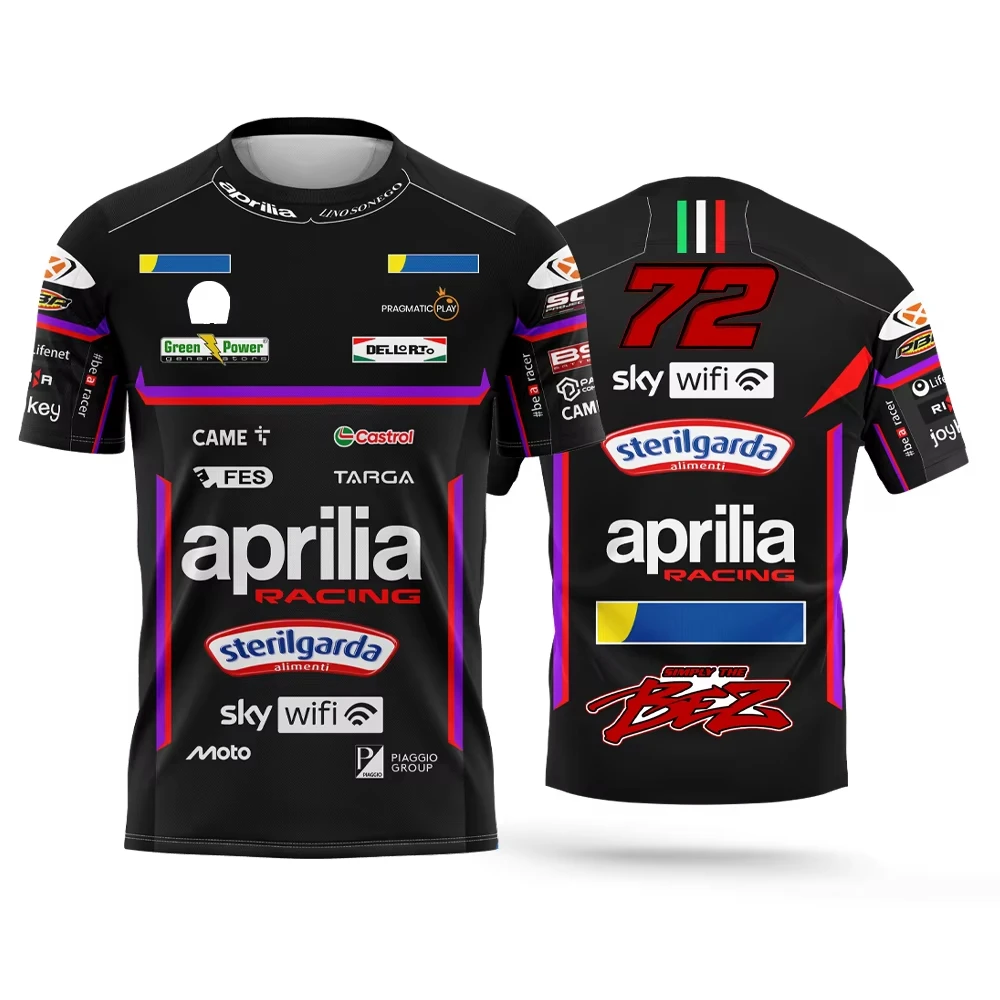 2025 Prilia Racing No.1 rider Jorge Martin Fan casual sports T-shirt men's and women's new motorcycle racing enthusiast top 6XL