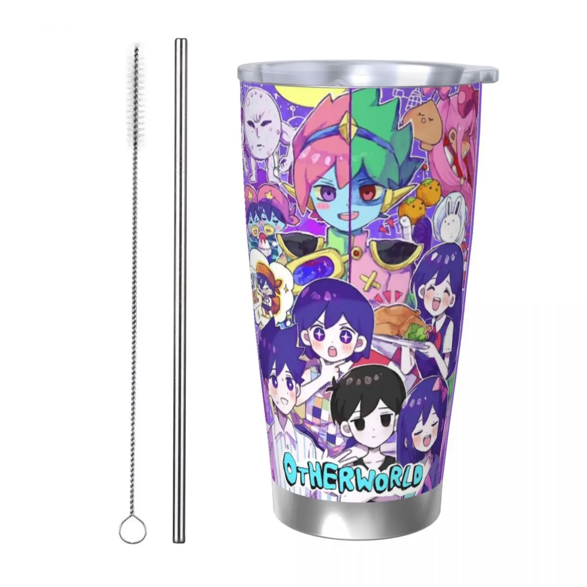 Omori Hero Sunny Basil Cartoon Horror Stainless Steel Tumbler Vacuum Insulated Mug Thermal Cold Bottle Straw With Lid 20oz