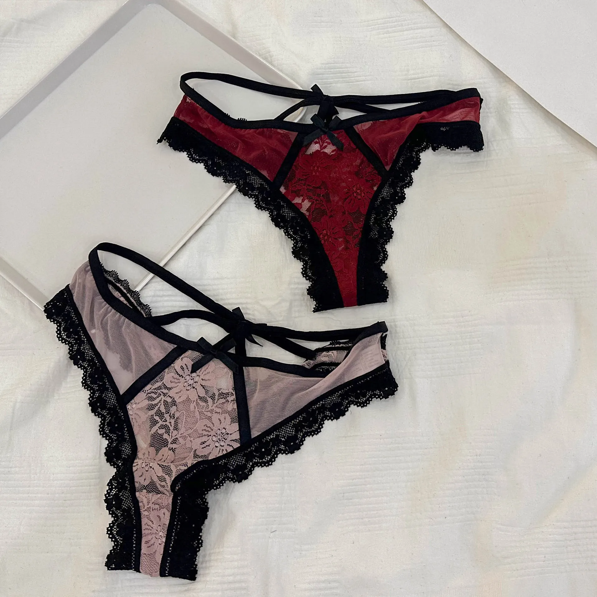 SP&CITY Blumenstickerei Mesh Sexy Tangas Sommer dünne transparente Damenunterhose aushöhlen Spitzenhöschen Versuchung Slips