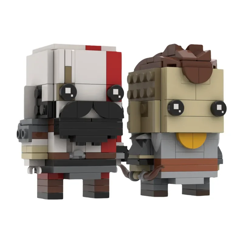 บล็อกตัวต่อ MOC-75471ชุดภาพยนตร์คลาสสิก Gods The Wars Kratos และ Atreus brickheadzs ของขวัญสำหรับเด็กของเล่นอิฐ