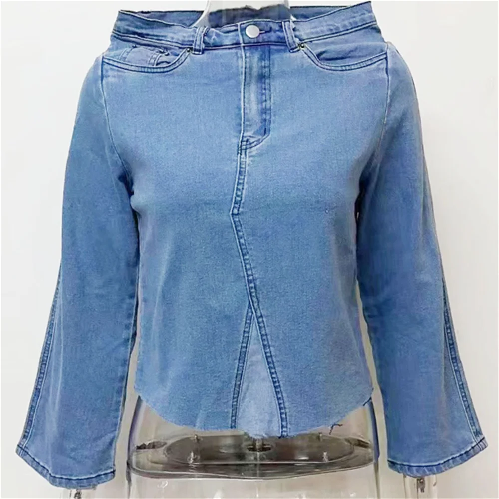 Spring and Summer New retro loose horn sleeve denim jacket