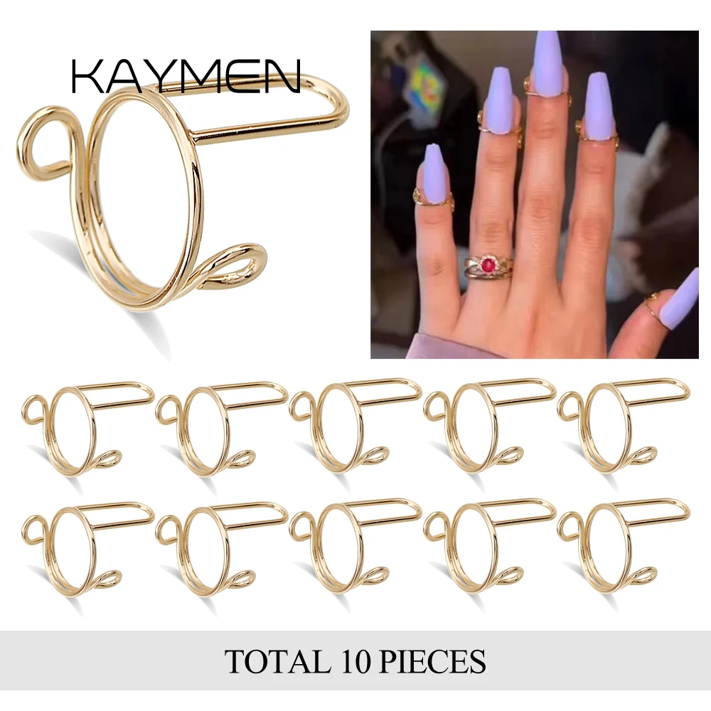 10 Pieces Sets Thin Nail Rings for Women Daily Fingertip Protective Cover Trendy Ring Jewelry Gift to Girlfriend Manicure