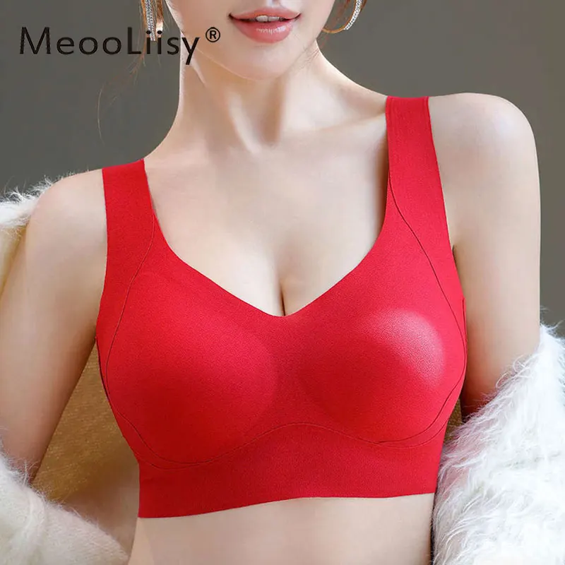 

MeooLiisy Seamless Bra for Women Minimizer Push Up Adjustment Lingerie Vest-style Top Underwear Beauty Back Brassiere