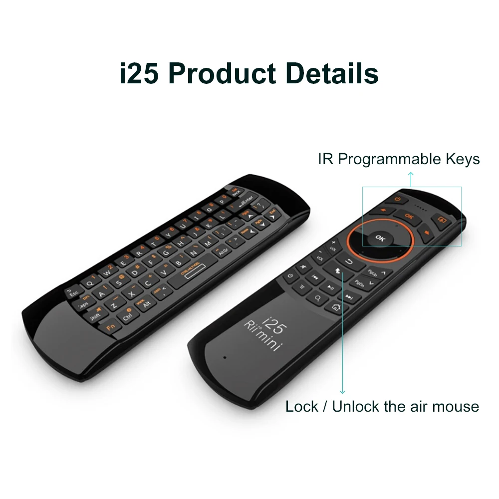 Rii i25 Russian  Arabic 2.4G Mini Wirless Keyboard Air Fly Mouse Remote Control For PC HTPC IPTV Smart Android Google TV Box