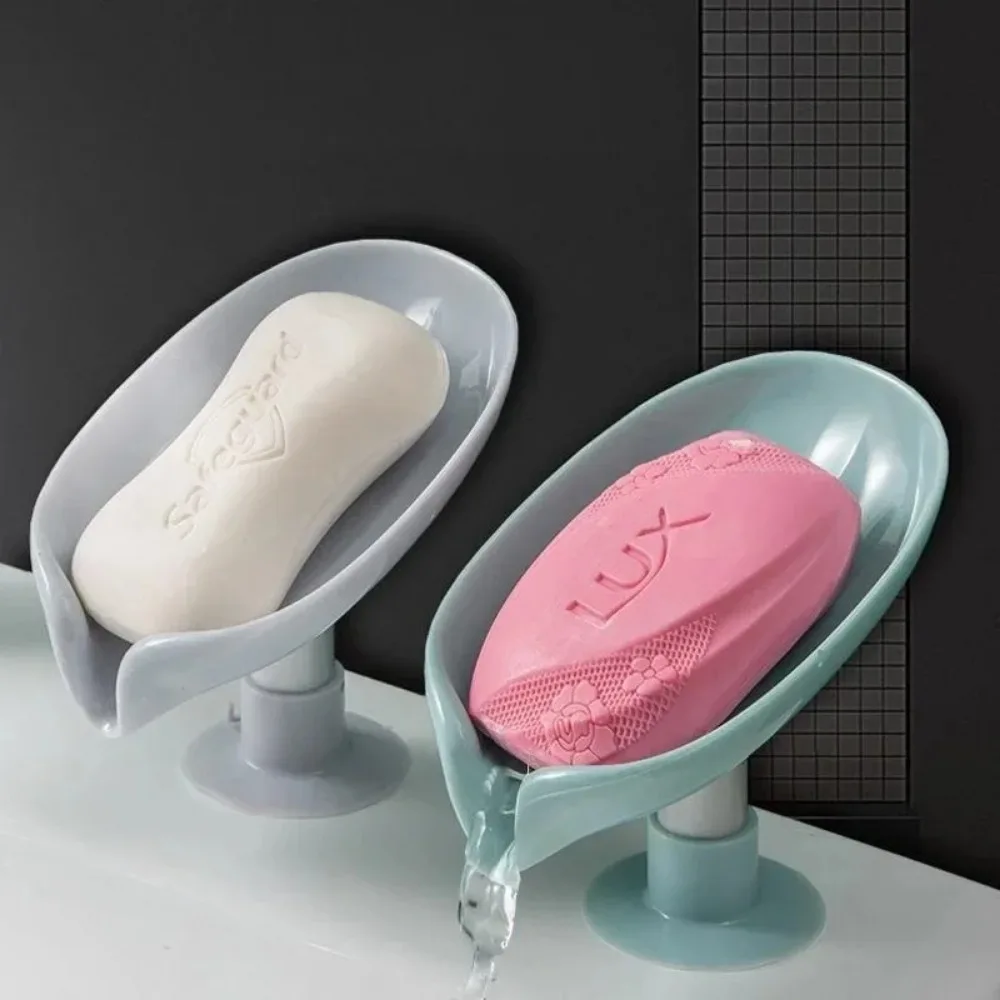 New Lotus Leaf Shaped Soap Storage Rack Suction Cup Non Perforated Soap Box Internet Famous Bathroom and Toilet Drain Soap Box