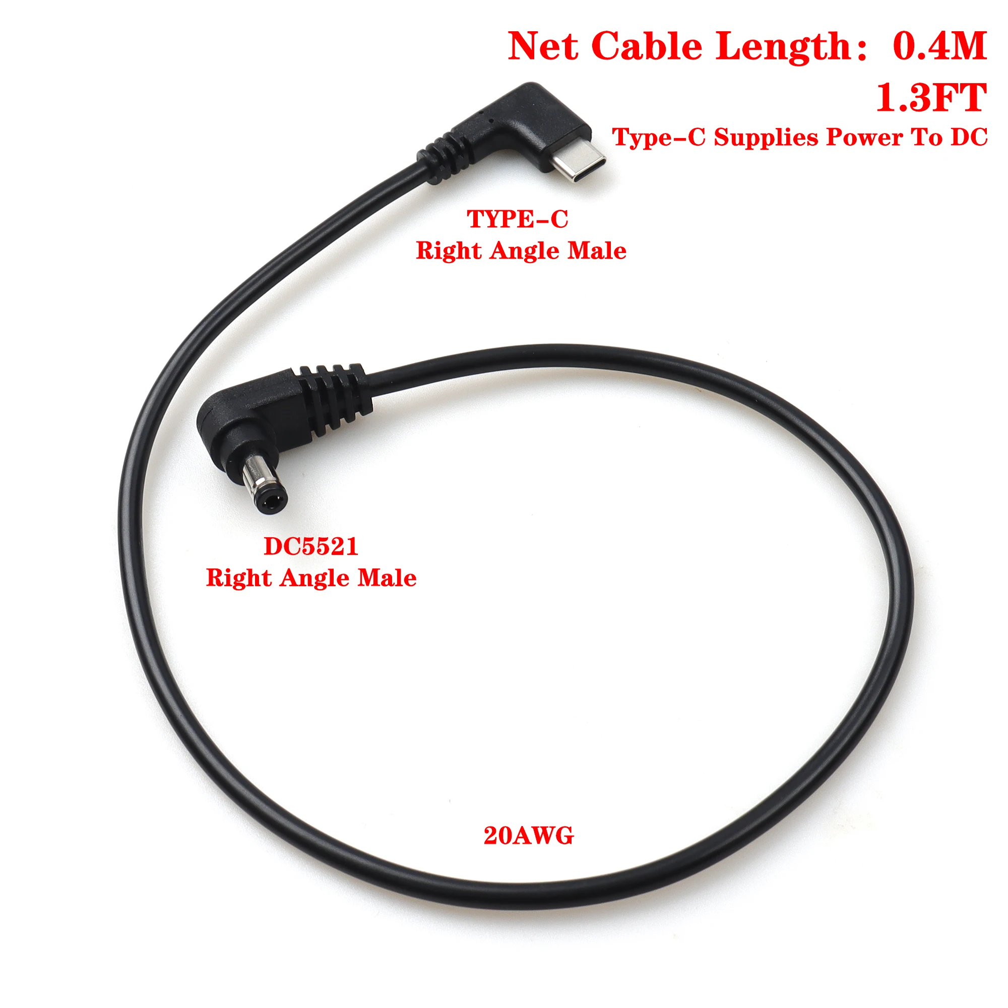 【LANO】Type-C Angled Male to DC5521 Angled Male(fork type) Po