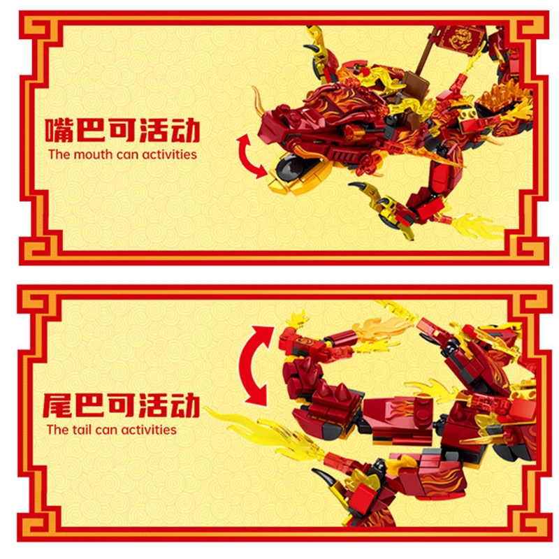 New Fire Heatwave Transforming Lava Flame Dragons Fightar Titan Season 14 Fly Building Blocks Classic Model Sets Bricks Kid Kit