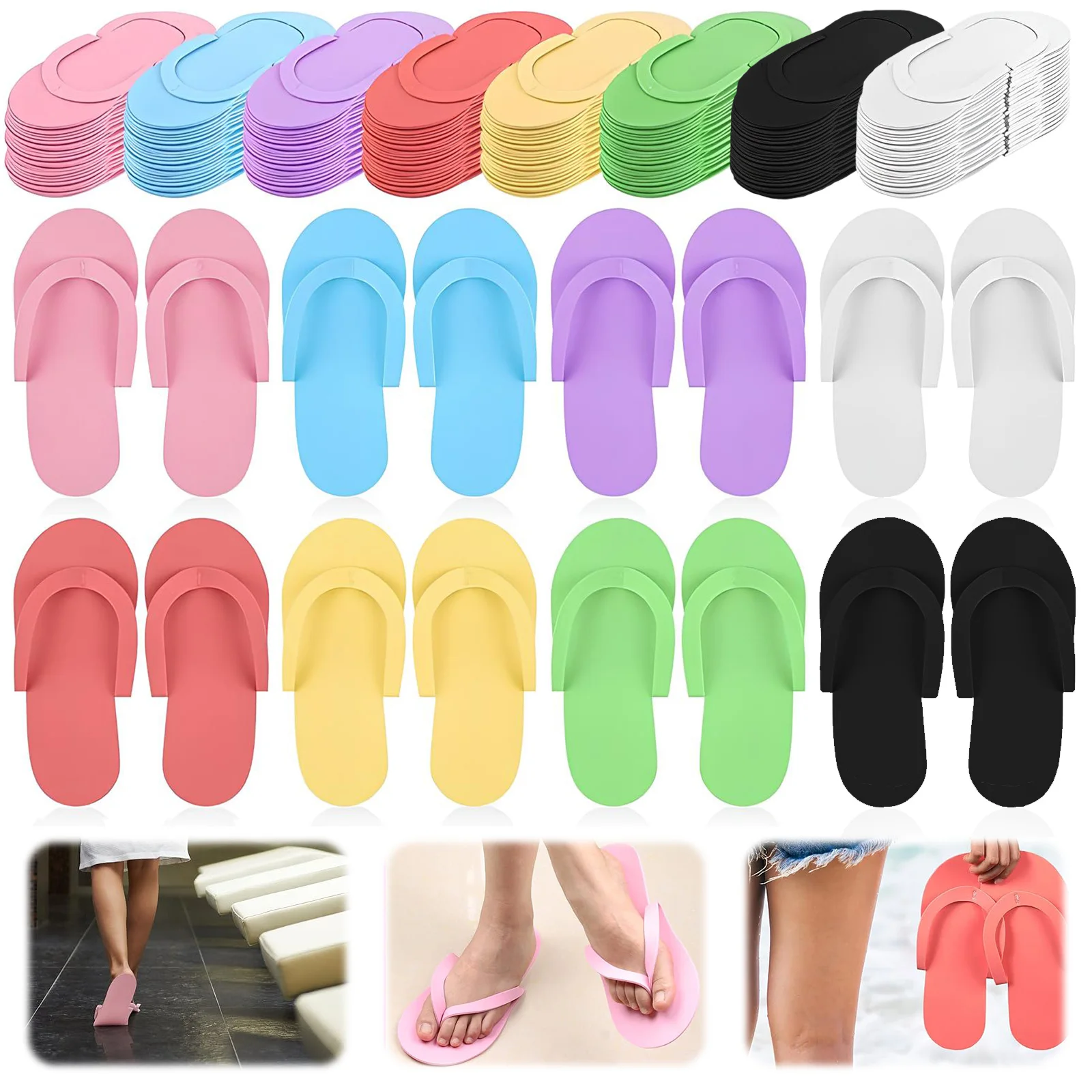Zapatillas de pedicura desechables, chanclas de Spa multicolores desechables de espuma, zapatos de pedicura para salón de mujeres, Spa de uñas
