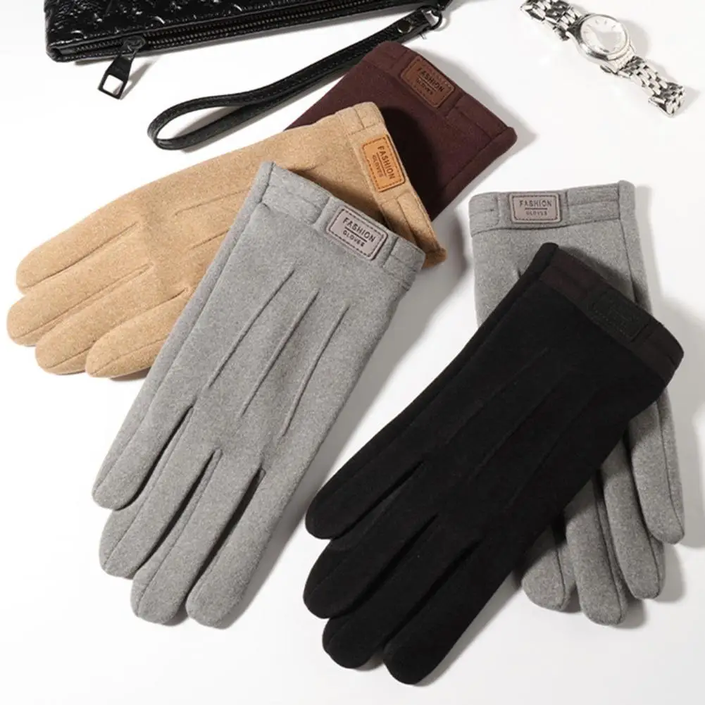 Cycling Gloves 1 Pair Simple All-match Velvet  Men Mountaineer Long Full Fingers Gloves Cycling Accessories