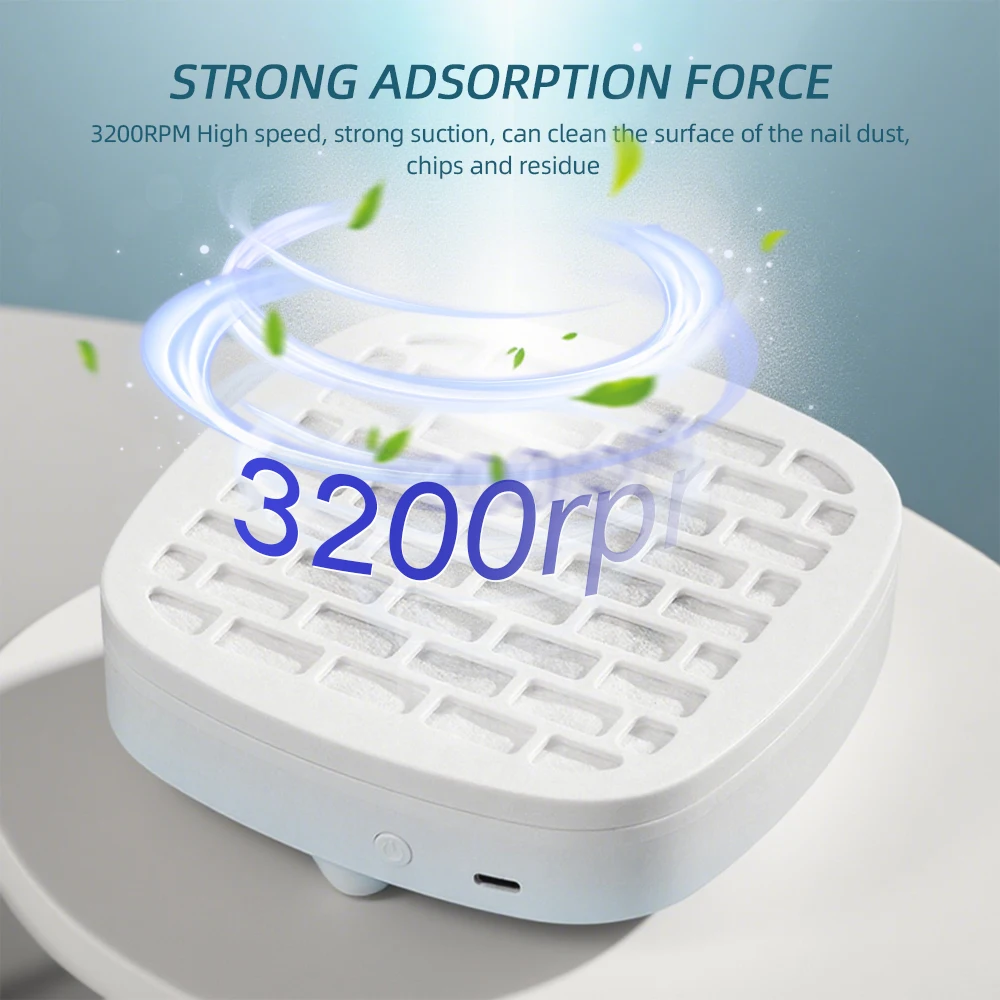 USB Mini Manicure Nail Vacuum Cleaner Strong Suction Nail Dust Collector Portable Nail Art Vacuum Dust Cleaner Extractor Fan