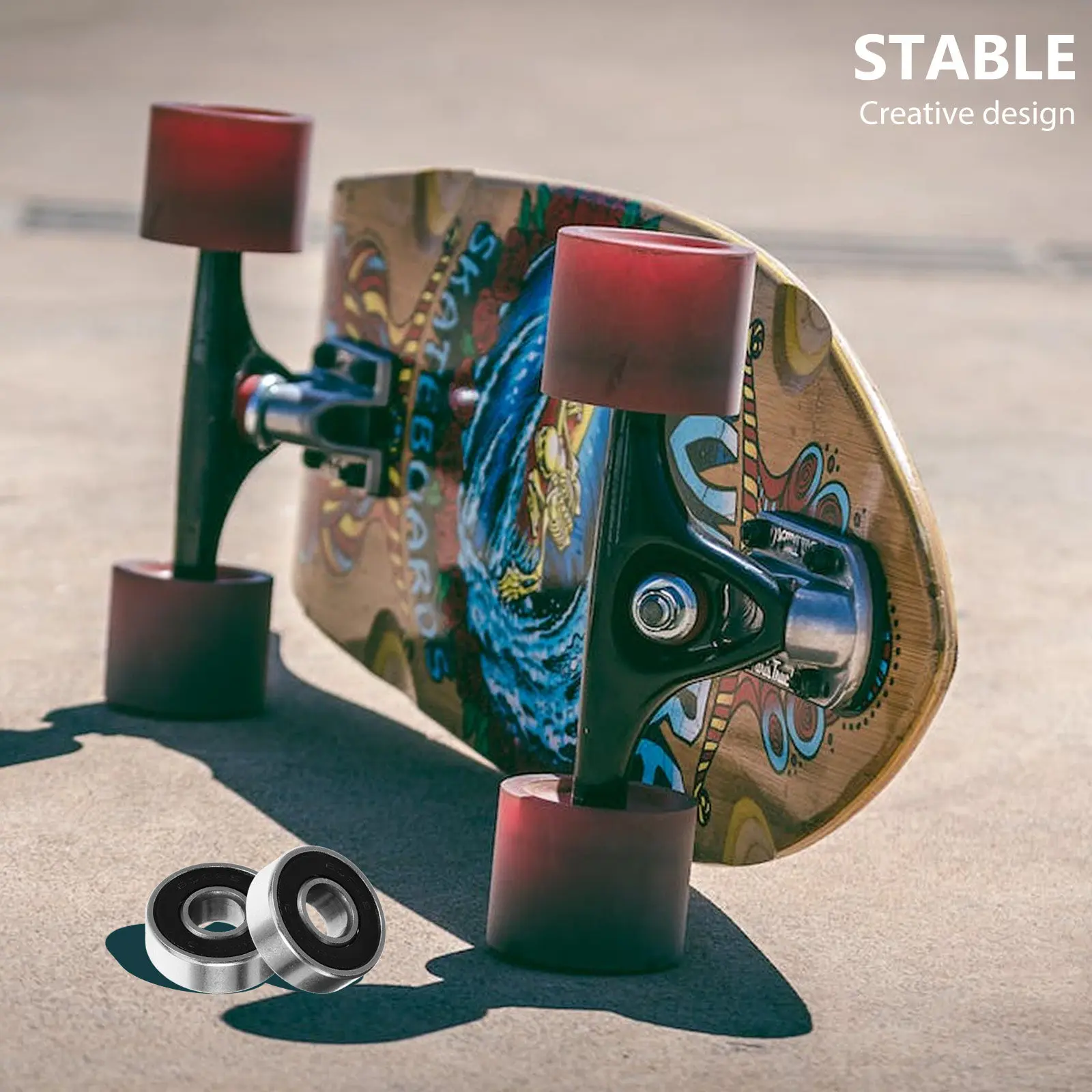 

8Pcs Heavy Duty Skateboard Bearings Carbon Steel Construction Smooth Rolling Fast Low Noise for Skateboard Longboard