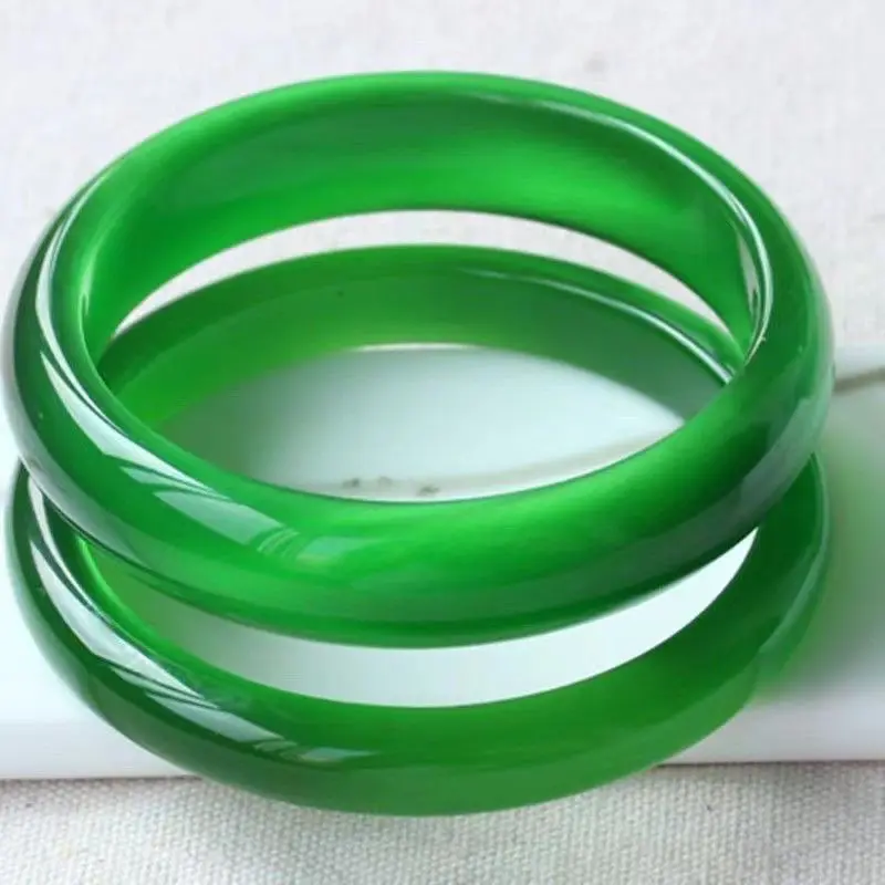 

Green opal bracelet emerald green round bar jade bracelet women's gift fashionable atmosphere green agate high ice