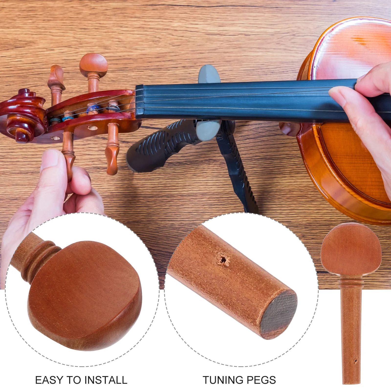 

4pcs Tuning Pegs Jujube Wood 1/8 Size Durable Replacement For Violin Parts Wooden Tuning Peg Violin Accessories