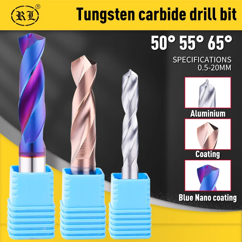 

RL Tungsten Steel Twist Drill Bit Carbide Drills For CNC Lathe Drilling Tools Metalworking Milling Cutters For Metal 1.0-20.0MM