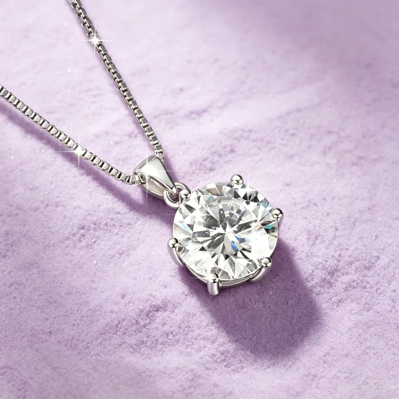 IOGOU Trendy 1-5CT D-Farbe Moissanit Solitär-Anhänger-Halskette für Frauen, 14 Karat Gold gefüllt, verstellbare Kette, Hochzeitsschmuck, Geschenk – Detail 2