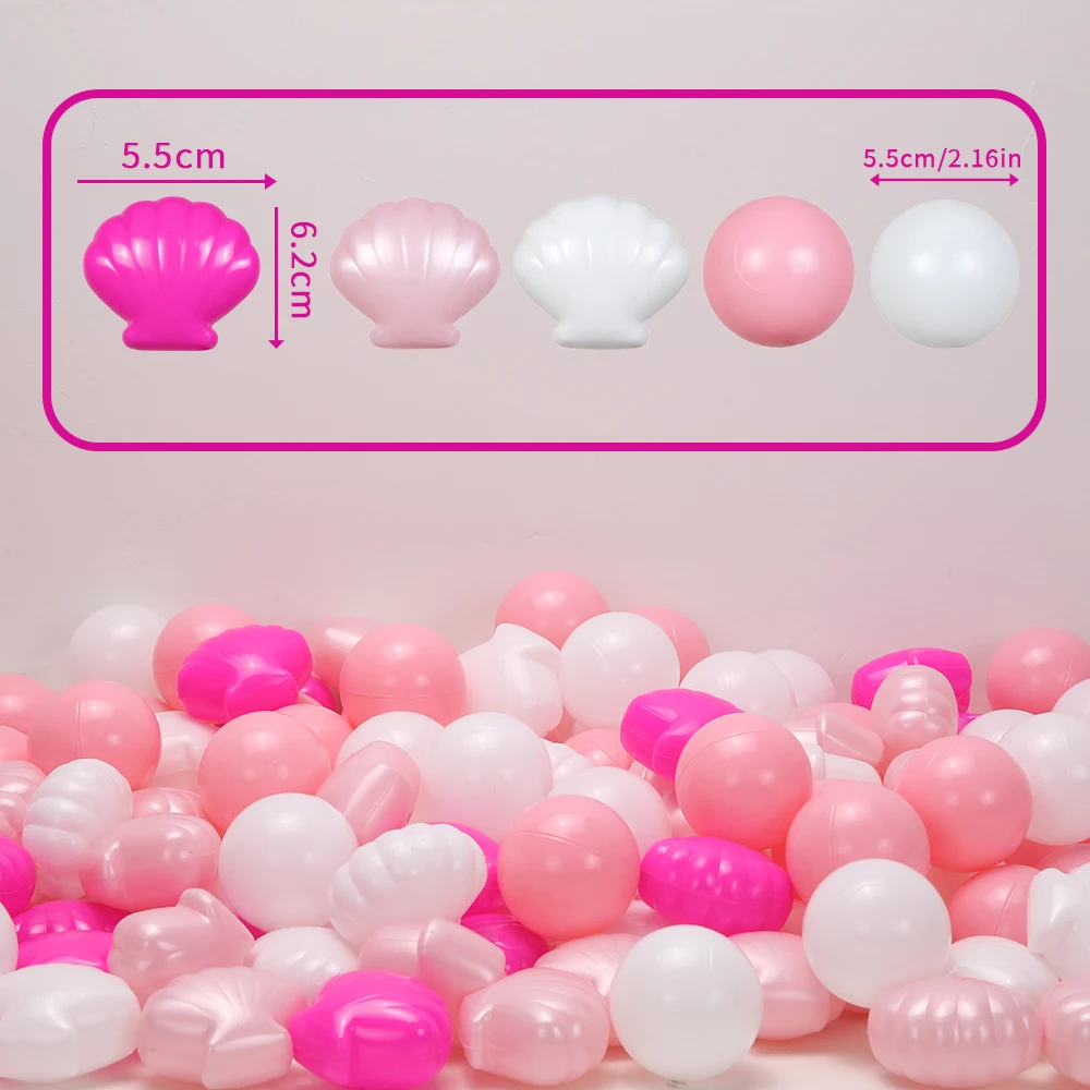 Pack of 50 Ball Pit Balls Shell Shape Pink for Kids Crush Proof Plastic Balls for Toddler Ball Pit Play Tent Tunnels Toy
