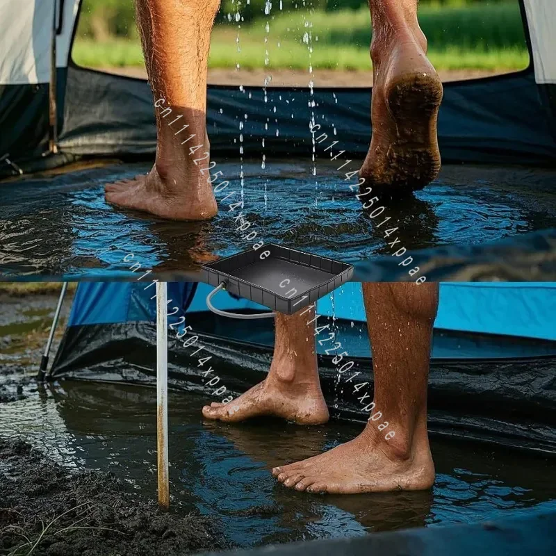 104x104x13cm Eco-Friendly PVC Outdoor Shower Basin Car Underbody Water Tray Shower Tent Awning Base Tray for Camping And Travel
