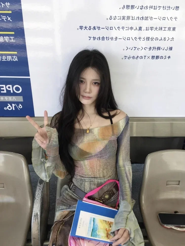 

Y2k, сетчатые топы с американским принтом, летние облегающие женские футболки с круглым вырезом, 2025 субкультурная винтажная модная футболка с бабочкой, гот