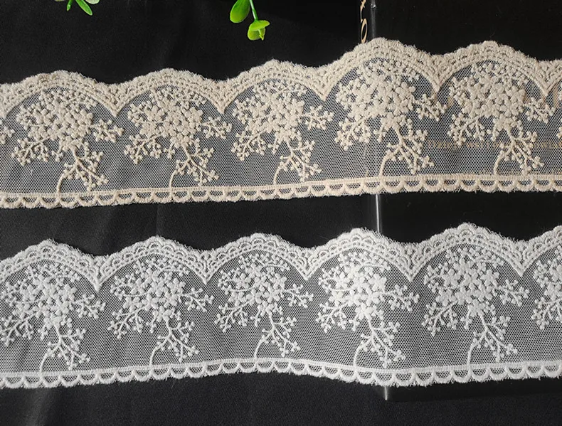 New 2yard/Lot 6.5cm wide Snowflake Cotton/Rayon Material Embroidered Lace Trims Home Fabric Overlock Wave Hem Accessories SC174