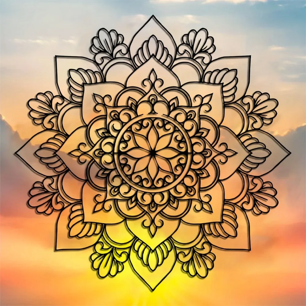 CIFBUY Mandala Metal Wall Art Iron Decor Spiritual Home Sculpture Elegant Floral Design Durable Craft For Living Room Bedroom