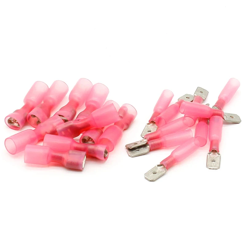 50pcs FDD1-250*25pcs MDD1-250*25pcs 22-16AWG Insulated Spade Crimp Wire Cable Connector waterproof  Thermal shrinkable terminal